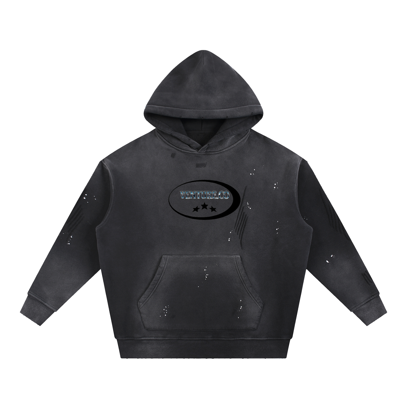 Vintage Washed Frayed Fleece Hoodie