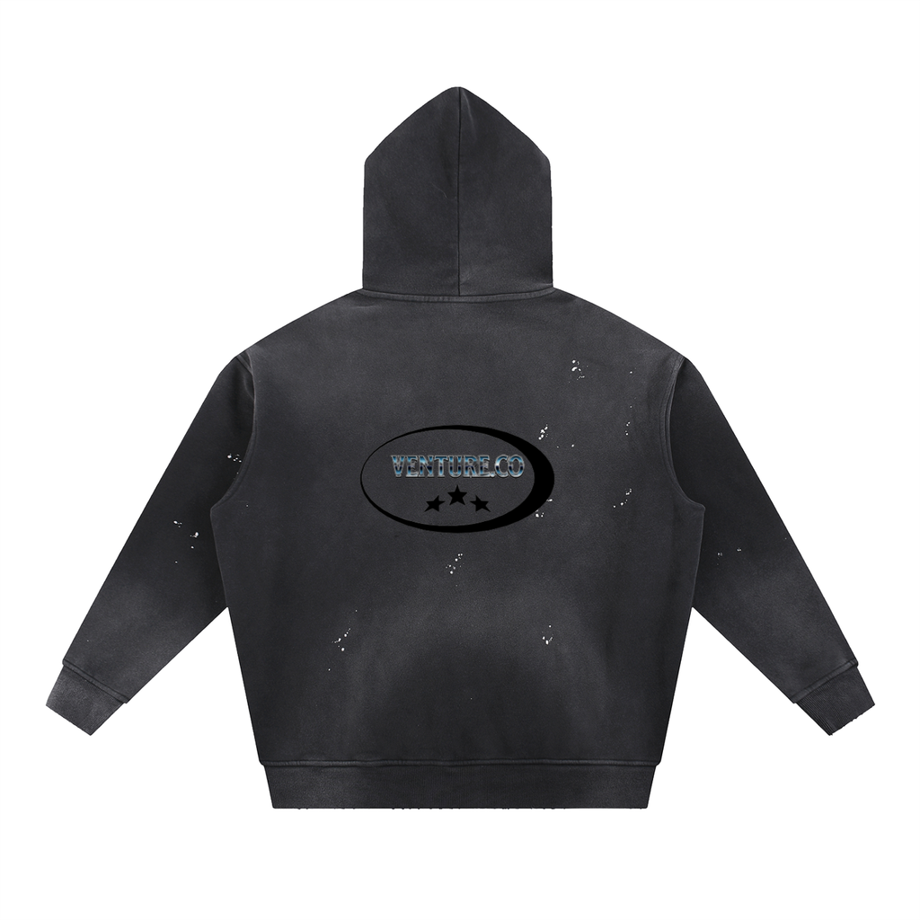 Vintage Washed Frayed Fleece Hoodie
